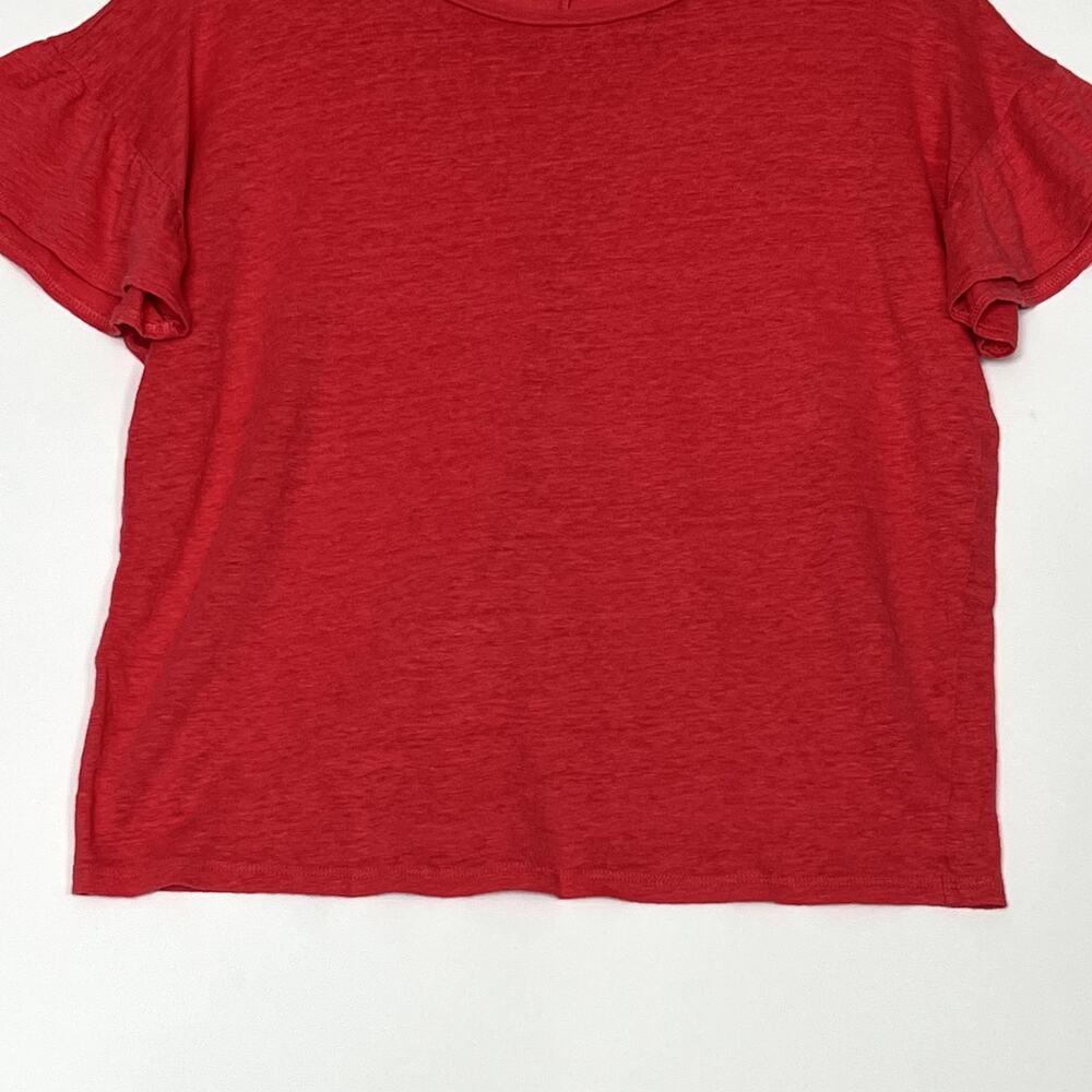 Ann Taylor LOFT Linen Ruffle Sleeve Cropped Tee Pink Womens Small - Picture 5 of 10